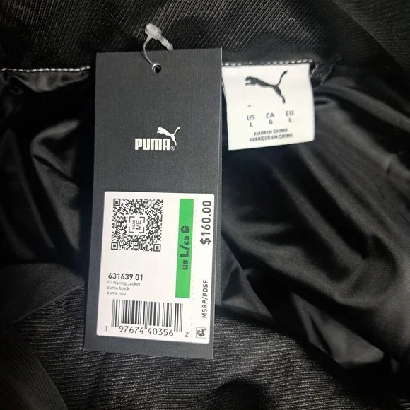 Men PUMA F1‎ Racing Full Zip Jacket Black Casual Athletic Sweater 631639 01 Sz L